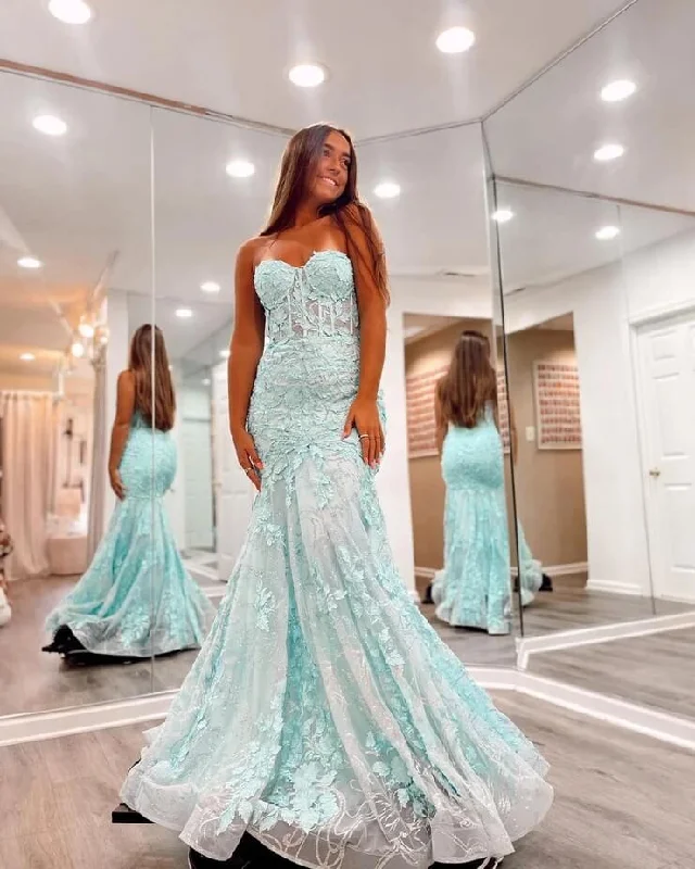 prom dresses with sequin detailingGorgeous Lace Mermaid Blue 20224 Prom Dresses Sweetheart Long Formal Dress UK