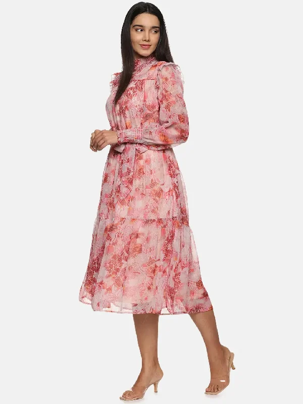 two-piece midi dressesRed Floral Tiered Midaxi Dress-17178